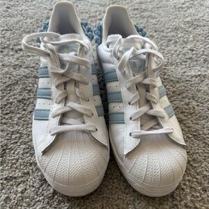 Adidas White and Light Blue Sneakers